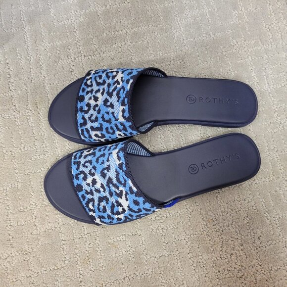 Rothy's The Slide Azure Camo Spot Slip On Sandals Women's Size US 8, 8.5 - Picture 9 of 10